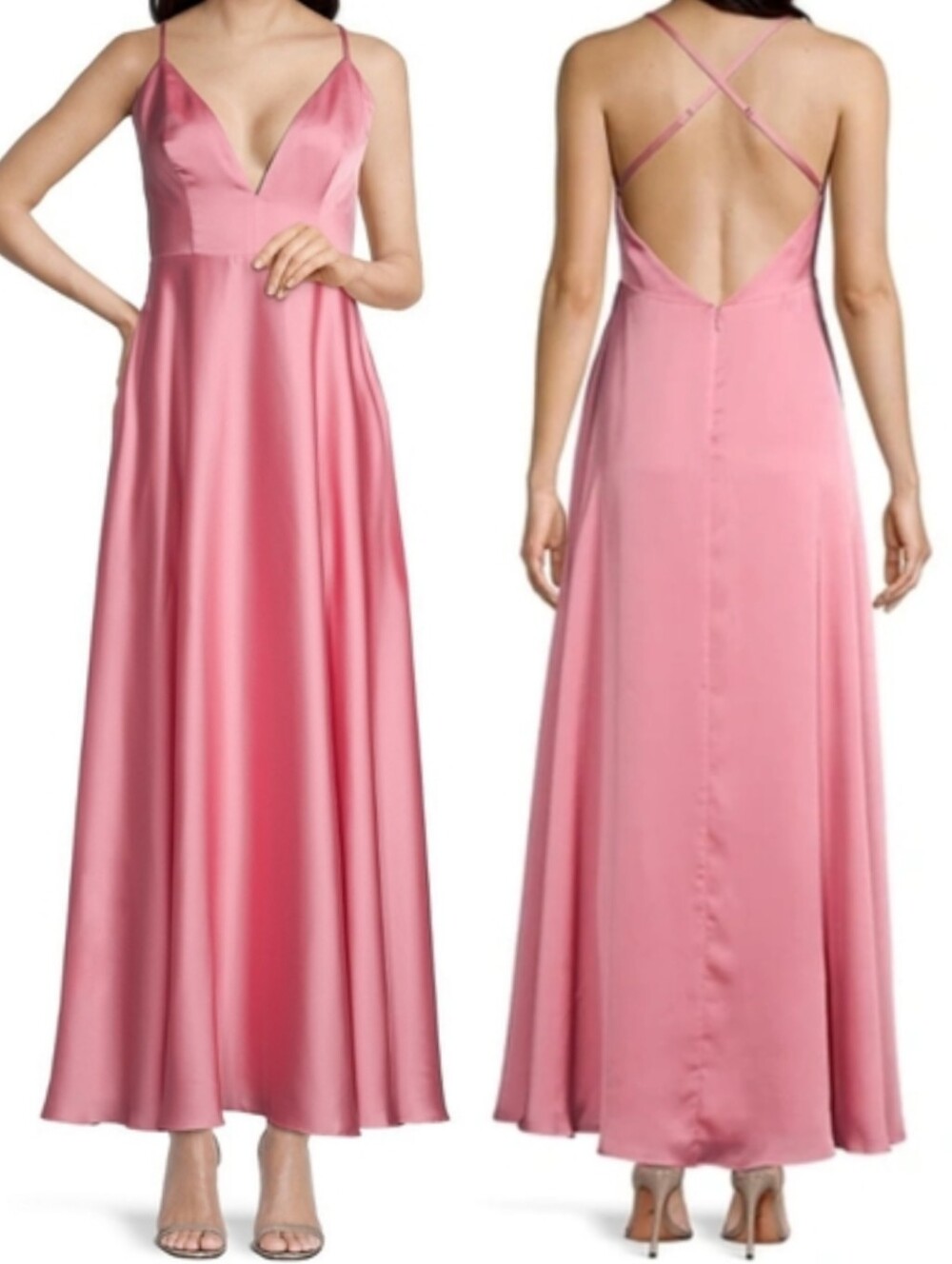 NWT Fame and Partners Eilidh Plunge A Line Gown in Rose